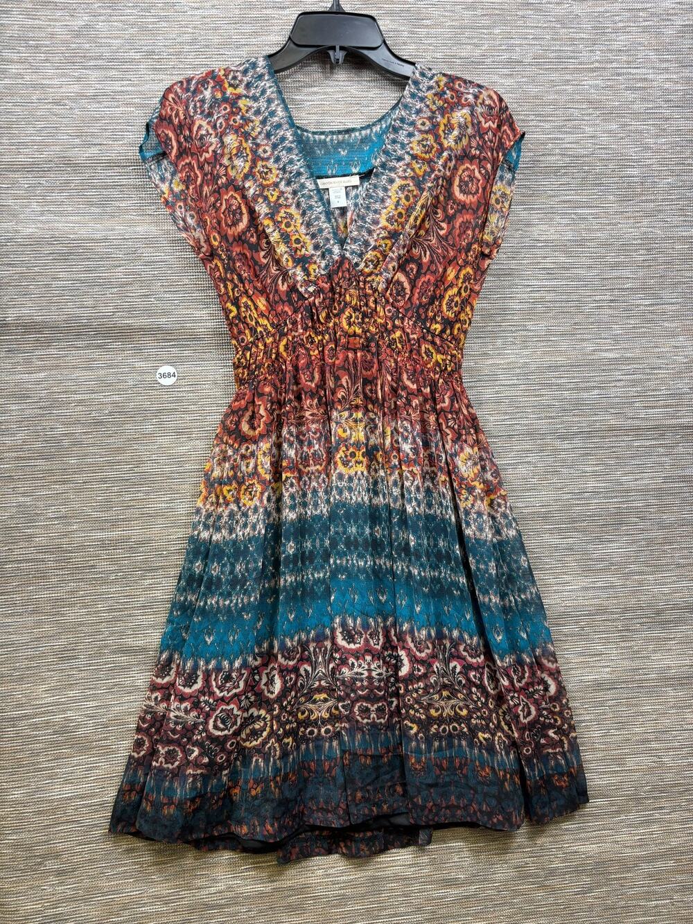 Canyon River Blues Dress Womens Sz 8 Multicolor Floral Chiffon Fit & Flare Boho